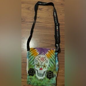 Rising International 100% cotton tie-dye sugar skull crossbody bag